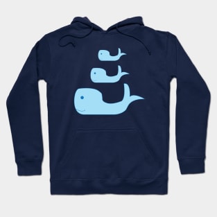 Cute Blue Whale Family of Three in the Deep Blue Sea Hoodie
